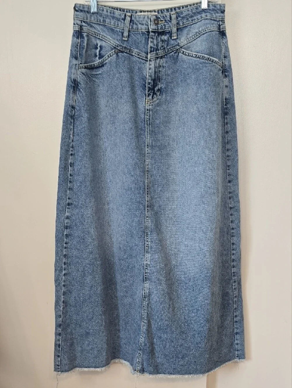Free People Light Wash Maxi Skirt